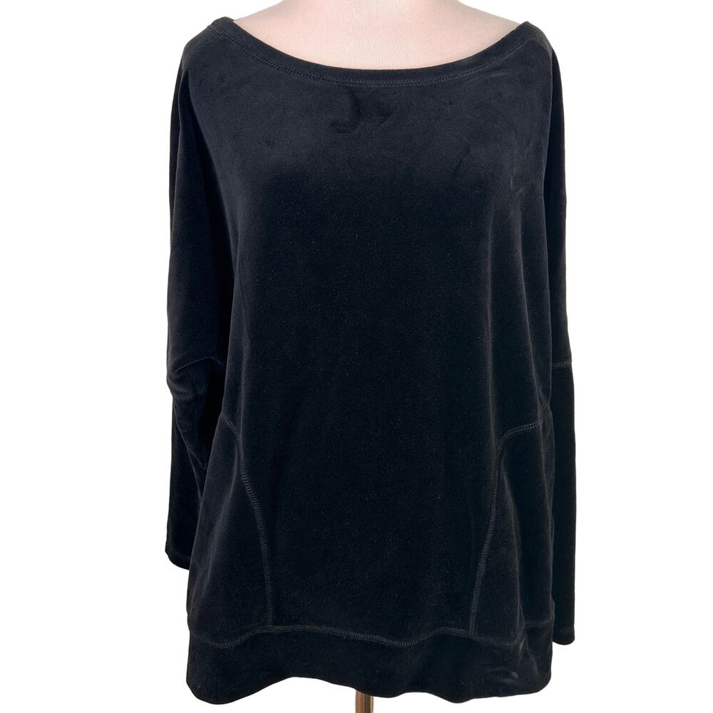 Boston Proper Sport Black Scoop Neck Velour Sweatshirt Shirt Size Medium